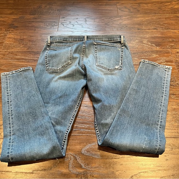 Rag & Bone Standard Issue Fit 1 Skinny Leg Jeans Blue Distressed Denim | 34 - Picture 10 of 11